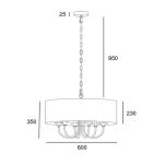 Lampa wisząca Abu Dhabi - P06512WH COSMO Light nowoczesna lampa z metalową podstawą o wykończeniu chromowanym biały okrągły abażur w kształcie tuby 60 cm średnicy - 4