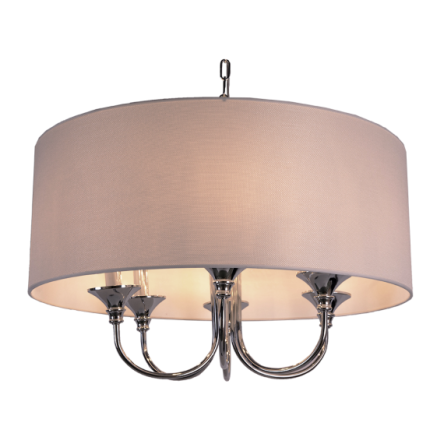 Lampa wisząca Abu Dhabi - P06512WH COSMO Light nowoczesna lampa z metalową podstawą o wykończeniu chromowanym biały okrągły abażur w kształcie tuby 60 cm średnicy