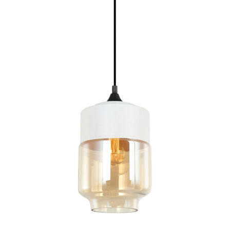 Lampa wisząca MOLINA MDM-2377/1 W+AMB Italux DWUKOLOROWY KLOSZ NOWOCZESNA E 27 IP20  SZAMPAŃSKO /  BIAŁA TUBA