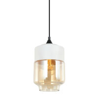 Lampa wisząca MOLINA MDM-2377/1 W+AMB Italux DWUKOLOROWY KLOSZ NOWOCZESNA E 27 IP20  SZAMPAŃSKO /  BIAŁA TUBA