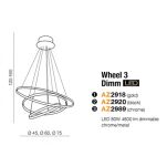 Lampa wisząca WHEEL 3 DIMM AZ2920 nowoczesny styl w kolor czarny 3 okręgi o różnej średnicy ściemnialna bez pilota  - 3