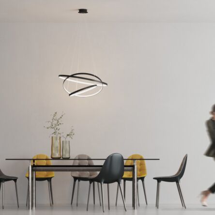Lampa wisząca WHEEL 3 DIMM AZ2920 nowoczesny styl w kolor czarny 3 okręgi o różnej średnicy ściemnialna bez pilota 