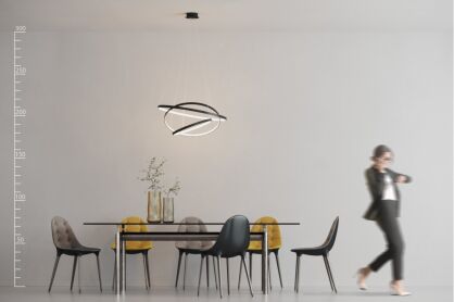 Lampa wisząca WHEEL 3 DIMM AZ2920 nowoczesny styl w kolor czarny 3 okręgi o różnej średnicy ściemnialna bez pilota 