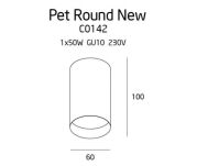 Plafon Pet Round New C0142 Maxlight czarna oprawa sufitowa techniczna okrągła  - 2