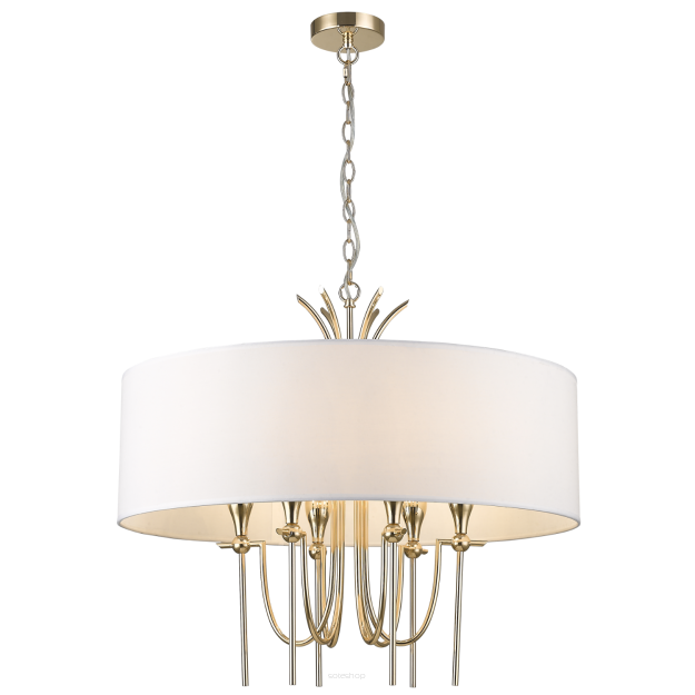 Lampa wisząca  Las Vegas - P06704AU COSMO Light wykonana w stylu nowojorskim abażur z tkaniny złota podstawa