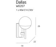 Kinkiet Dallas W0207 Maxlight okrągły kula klosz mleczny podstawa złota - 2