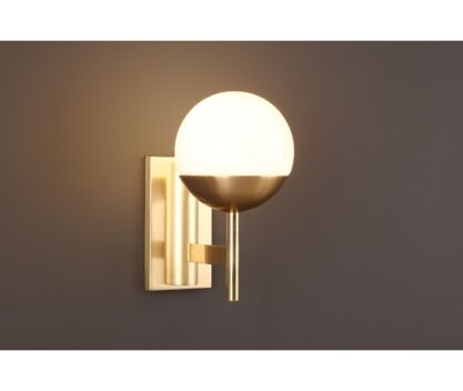 Kinkiet Dallas W0207 Maxlight okrągły kula klosz mleczny podstawa złota