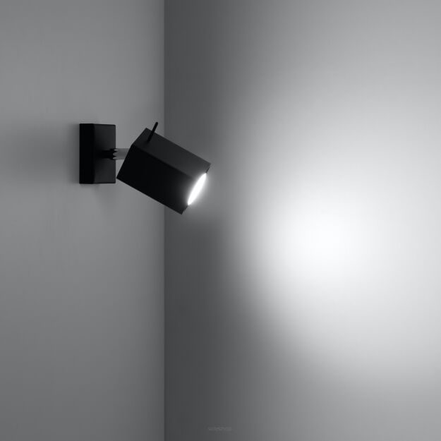 Designerska Lampa Ścienna Kinkiet MERIDA czarny SL.0099 SOLLUX LIGHTING nowoczesny klosz prostokątny