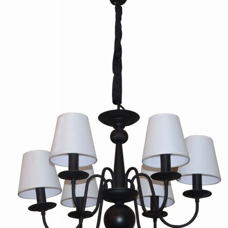 Lampa wisząca WERONA 6 WISZĄCA  czarno-biała z metalu i tkaniny Light Prestige E14  LP-88439/6P