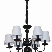 Lampa wisząca WERONA 6 WISZĄCA  czarno-biała z metalu i tkaniny Light Prestige E14  LP-88439/6P