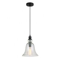 Lampa wisząca Irene MDM-2577/1 Italux styl skandynawski  klosz z transparentnego szkła metalowe elementy mają kolor czarny