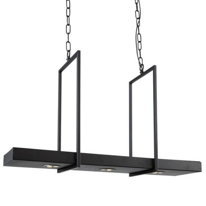 Lampa wisząca TRAY 105780 Markslojd metalowa na łańcuchu belka czarna stojak skandynawska