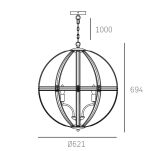 Lampa wisząca ORLANDO P05735CH COSMO light KRYSZTAŁOWE SZKŁO ażurowa kula NOWOŚĆ z serii ORLANDO - 3
