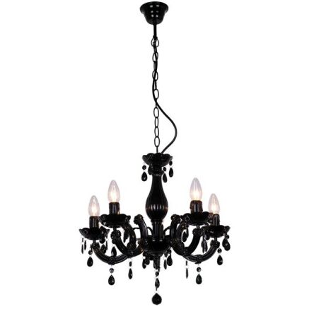 Żyrandol LAMPA wisząca MAGNOLIA RLD94016-5B Zumaline świecznikowa OPRAWA zwis na łańcuchu z kryształkami ze szkła akrylowego czarny przezroczysty  nowoczesna tanio