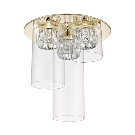 PLAFON GEM C0389-03F-F7AC Zumaline LED 5W  Subtelne połączenie szklanych kloszy i kryształków ZŁOTY