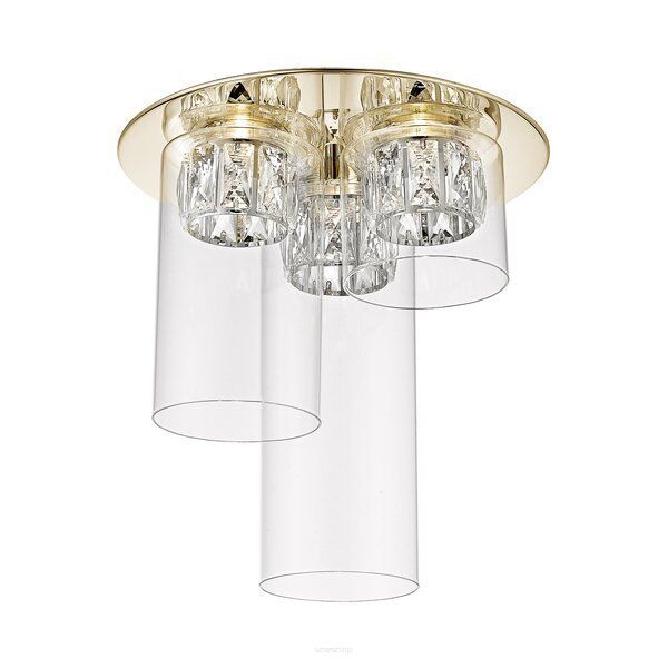 PLAFON GEM C0389-03F-F7AC Zumaline LED 5W  Subtelne połączenie szklanych kloszy i kryształków ZŁOTY