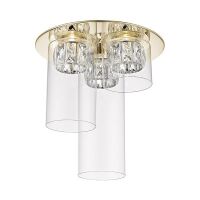 PLAFON GEM C0389-03F-F7AC Zumaline LED 5W  Subtelne połączenie szklanych kloszy i kryształków ZŁOTY
