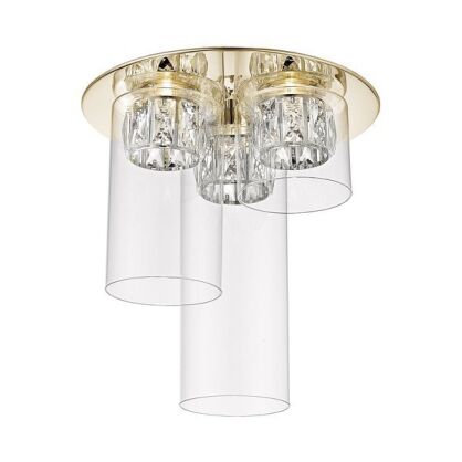 PLAFON GEM C0389-03F-F7AC Zumaline LED 5W  Subtelne połączenie szklanych kloszy i kryształków ZŁOTY