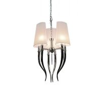 Lampa wisząca Diablo AZzardo AD 8074-3 AZ0028 wykonana jest z chromowanego metalu oraz białego abażuru z najwyższej jakości materiału