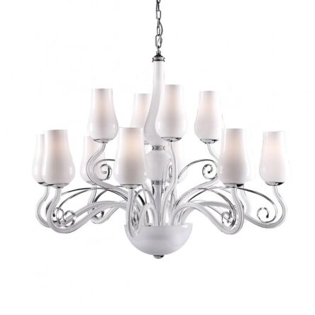 Klasyczna lampa wisząca Lybra MD10904-12A Italux z białego szkła i stopu metali