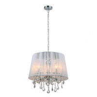Lampa wisząca Cornelia MDM-2572/5 W Italux Subtelny abażur kryształki biała