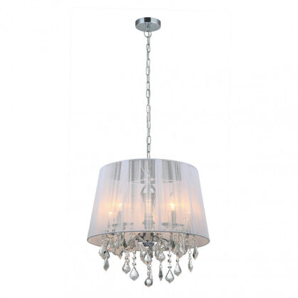 Lampa wisząca Cornelia MDM-2572/5 W Italux Subtelny abażur kryształki biała