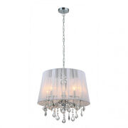 Lampa wisząca Cornelia MDM-2572/5 W Italux Subtelny abażur kryształki biała