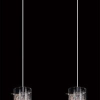 Lampa wisząca Ibiza MDM1903/2 Italux nowoczesna lampa wykończenie w kolorze chromu klosze w kształcie tub ze szkła z ozdobnymi drucikami