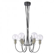 Lampa wisząca gianni MD16096-6B Italux w surowym stylu industrialnym metalowe elementy mają czarne wykończenie z dodatkami antycznego brązu 