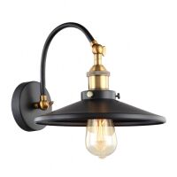 Lampa ścienna kinkiet Verda - MBM-3458/1 BK+GD  Italux w surowym stylu industrialnym metalowy klosz czarny z ozdobnymi złotymi elementami