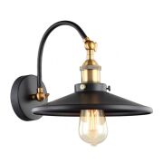 Lampa ścienna kinkiet Verda - MBM-3458/1 BK+GD  Italux w surowym stylu industrialnym metalowy klosz czarny z ozdobnymi złotymi elementami
