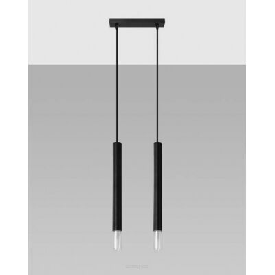 Lampa wisząca WEZYR 2 SL.0961 SOLLUX LIGHTING 2 czarne tuby ze szklanym akcentem