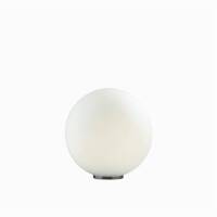 Lampa stołowa Mapa Bianco TL1 D30 Ideal Lux  009131  Klosz jest w kształcie kuli z białego trawionego, dmuchanego szkła