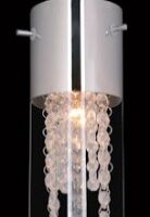 Lampa wisząca Marqu MDM1636/1A Italux  nowoczesna lampa wykończenie w kolorze chromu klosz w kształcie tuby transparentny wewnątrz zwisające kryształki 
