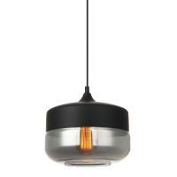 Lampa wisząca MOLINA MDM-2380/1 BK+SG Italux  CZARNY / CHROM / DYMIONE SZKŁO E27 ŚREDNICA 25 CM NOWOCZESNA 
