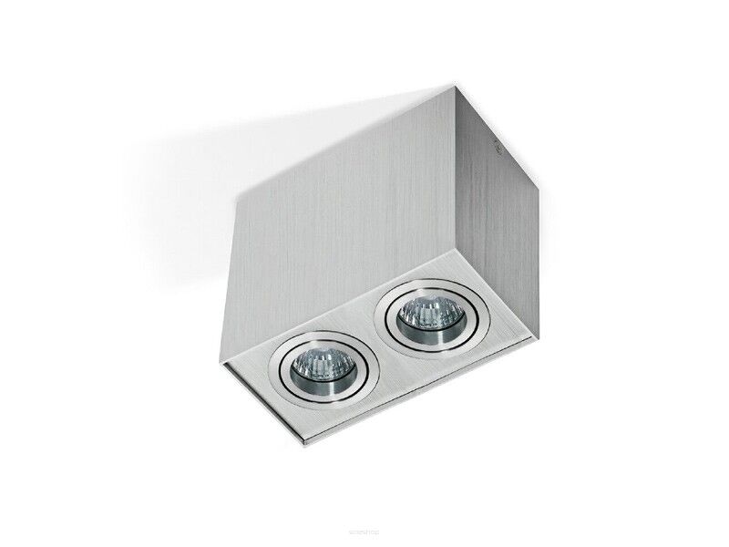 LAMPA NATYNKOWA Eloy 2 aluminium AZzardo GM4204 AL AZ1352 prostokąt natynkowy techniczny podwójny aluminium