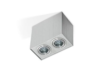 LAMPA NATYNKOWA Eloy 2 aluminium AZzardo GM4204 AL AZ1352 prostokąt natynkowy techniczny podwójny aluminium
